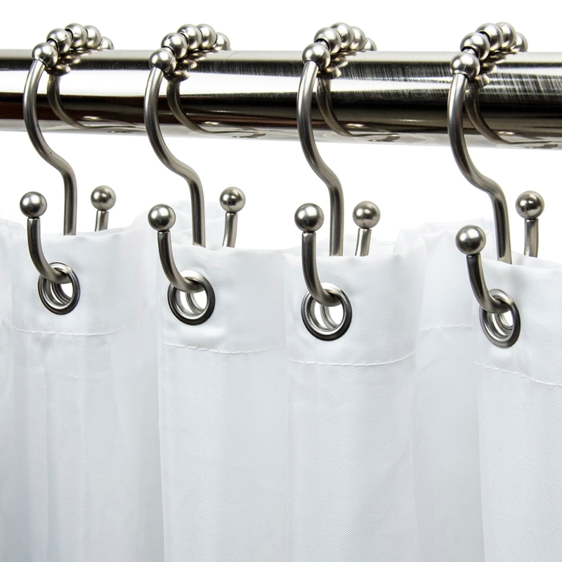 Shower Curtain Hook Brushed Nickel Double Hook S-Shaped Profile