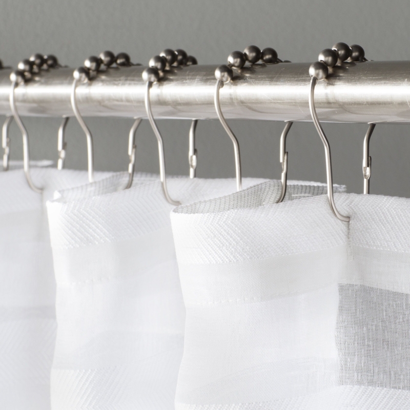 Shower Curtain Hook Brushed Silver Roller Beads Horizontal Stripes