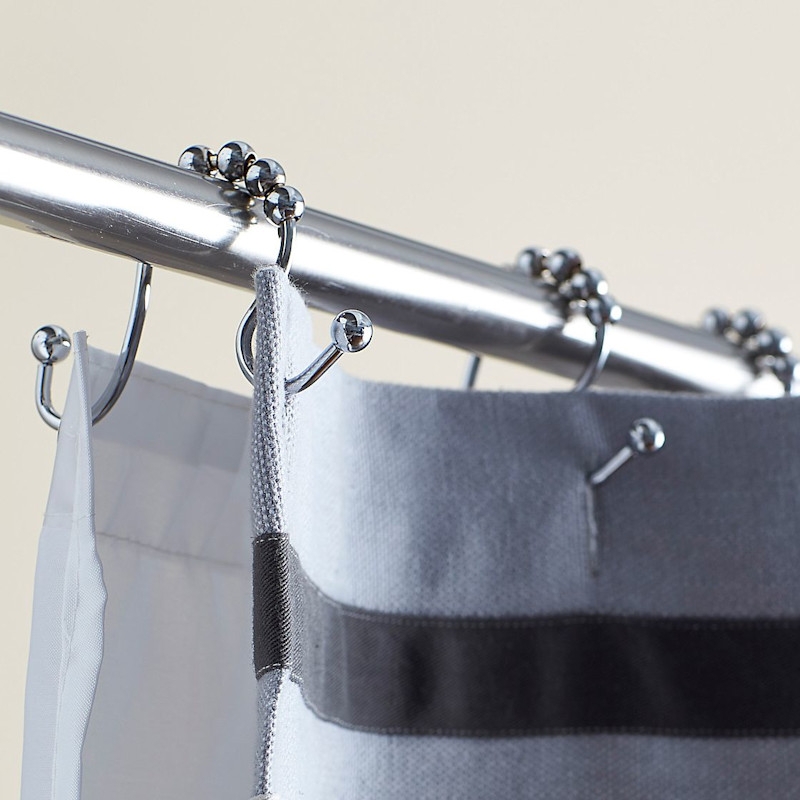 Shower Curtain Hook Polished Chrome Double Roller Beads Easy Glide