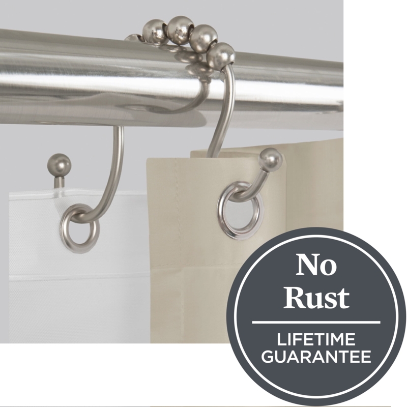 Shower Curtain Hooks Brushed Nickel Double Hook Rustproof Finish
