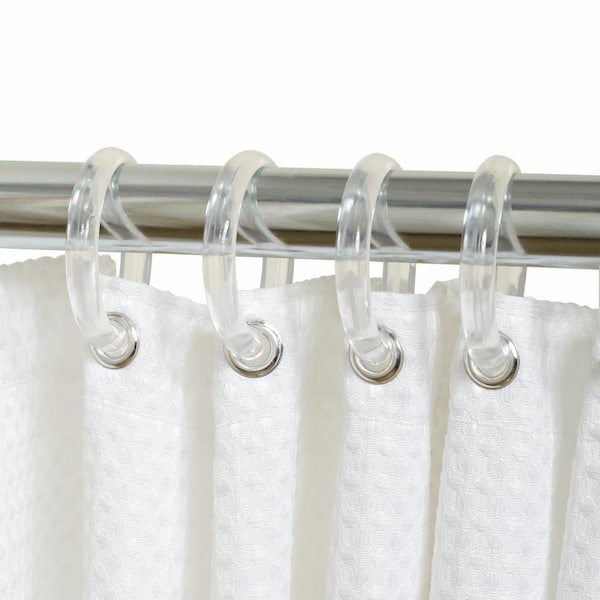 Shower Curtain Hooks Clear Transparent C-Shaped Rings Minimalist