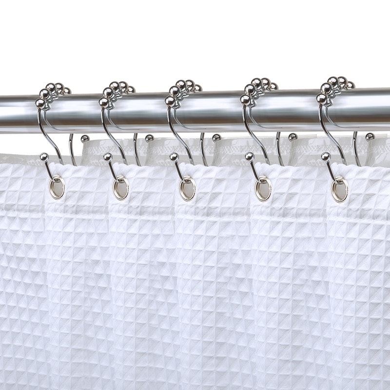 Shower Curtain Hooks Polished Dual Hook Waffle Weave Texture