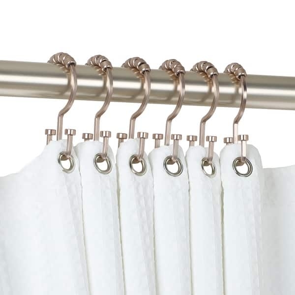 Shower Curtain Hooks Satin Nickel Double Roller Design Glide Balls
