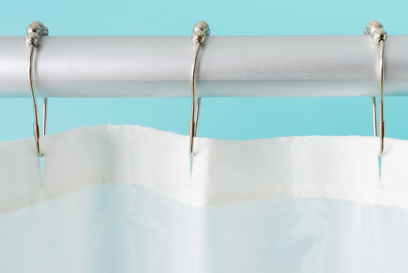 Shower Curtain Polished Metal Roller Beads Reinforced Holes