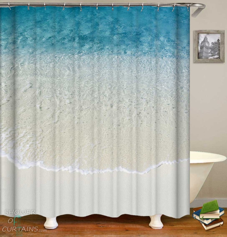 Shower Curtain with Aerial Perspective and Realistic Ocean Print