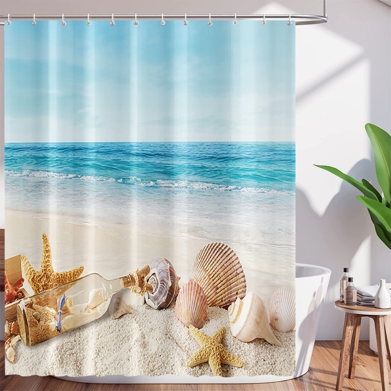 Shower Curtain with Scenic Landscape Design and Photorealistic Print