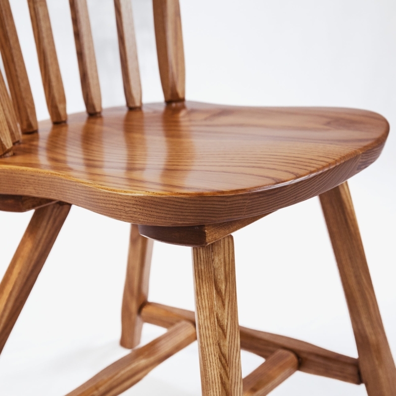 Side Chair Sculpted Saddle Seat Honey Brown Slat Back Farmhouse