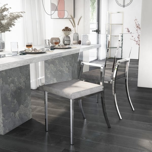 Side Chair Transparent Back Chrome Curved Legs Grey Padded Seat