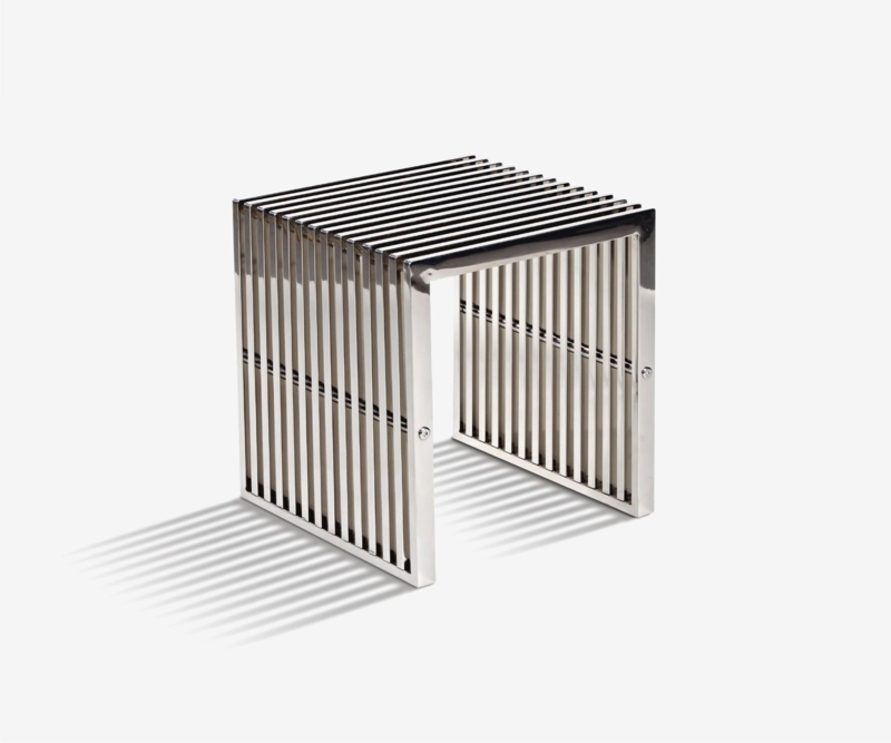Side Table Polished Chrome Slatted Parallel Bars