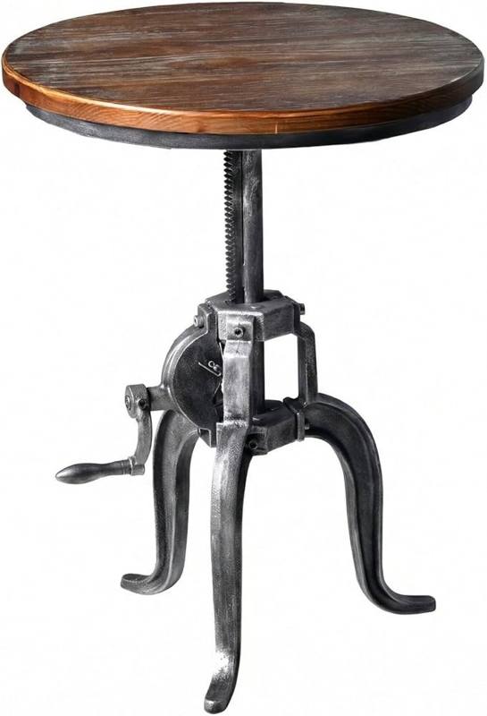 Side Table Rack And Pinion Crank Handle Industrial Tripod