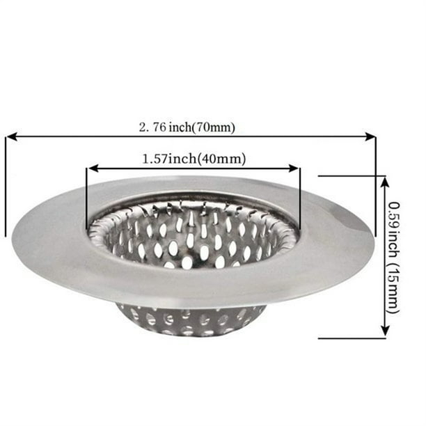 Sink Drain Strainer, 1.57 Inch Diameter, Wide Rim Metal