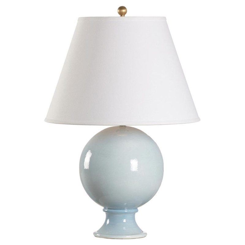 Sky Blue Sphere Table Lamp, Modern Gold Finial