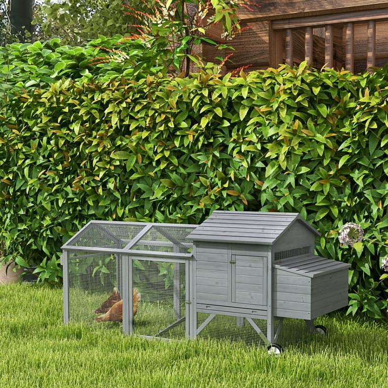 Slate Gray Mobile Chicken Coop with Nesting Box