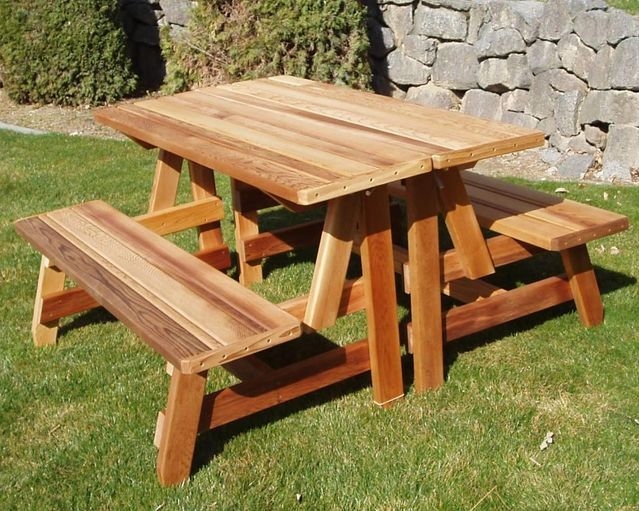 Slatted Wood Garden Table Set featuring Angled Legs