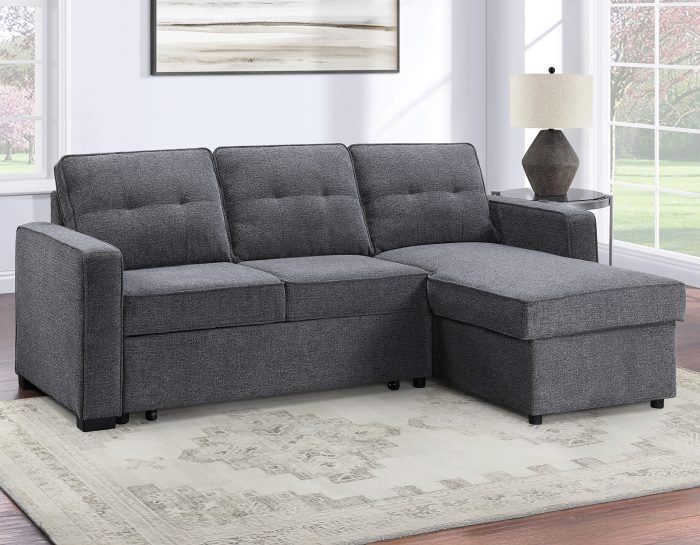Sleeper Sectional Sofa with Caster Wheels for Pull-Out
