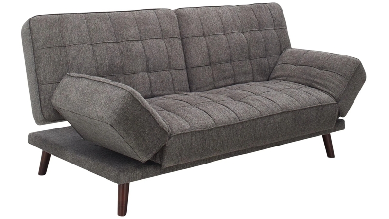 Sleeper Sofa Charcoal Gray Chenille Adjustable Armrests Split Back