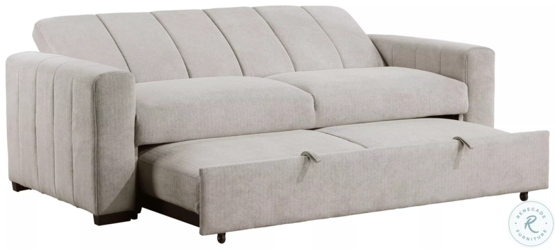 Sleeper Sofa Light Gray Channel Tufted Pull Out Couch