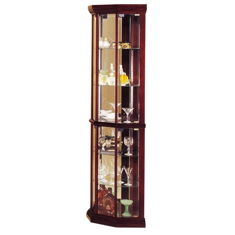 Slender Corner Curio Tower with Contemporary Traditional Hybrid Style