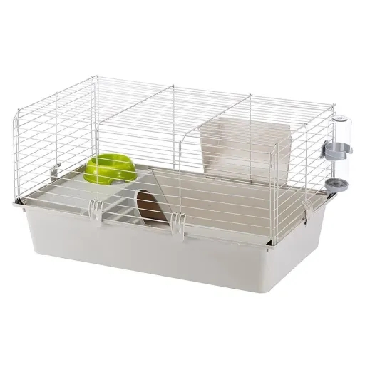 Small Animal Cage with Integrated Hideout Lime Green Accent