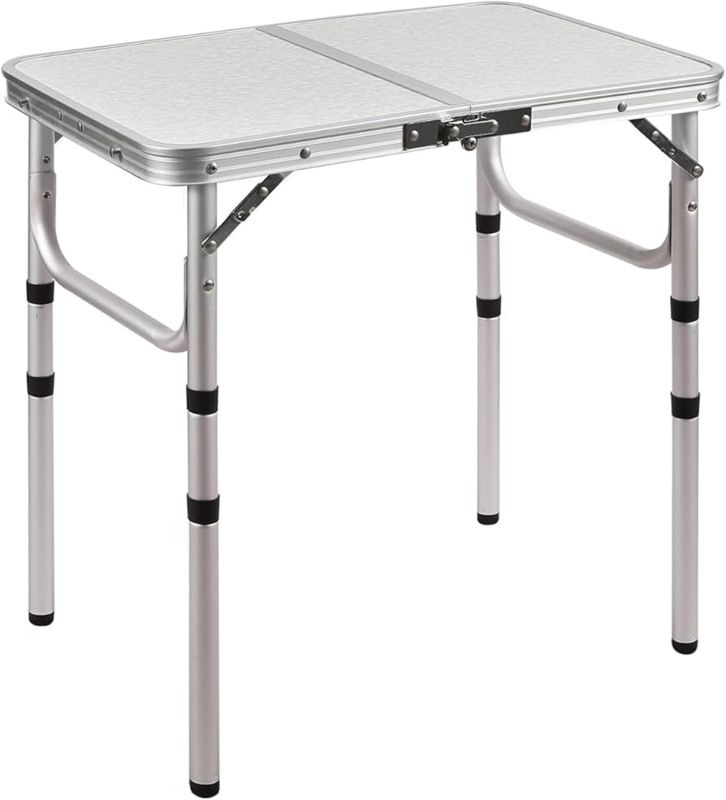 Small Center-Folding Utility Table with Adjustable Telescoping Legs