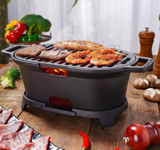 Small Hibachi Grill, Compact Silhouette, Textured Cast Metal