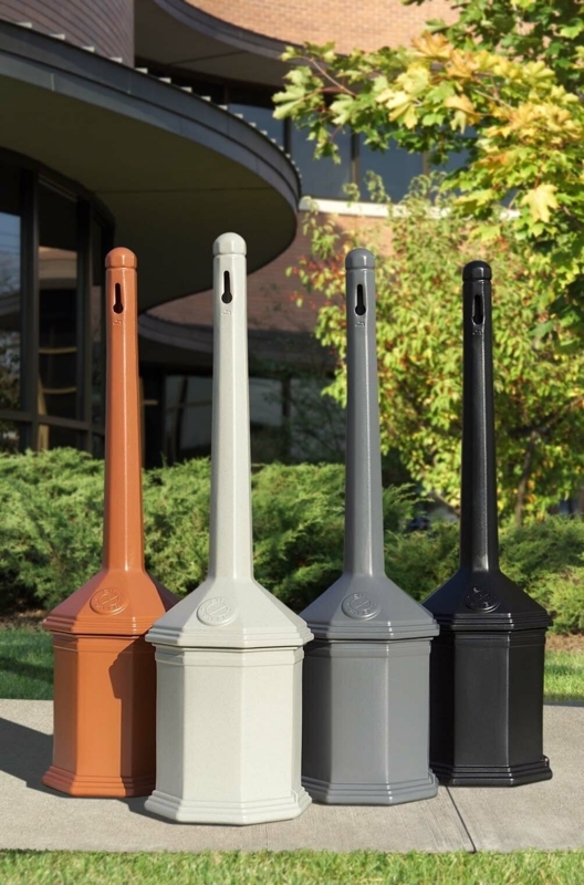 Smoking Urn Hexagonal Base Keyhole Opening Chimney Neck Satin Finish