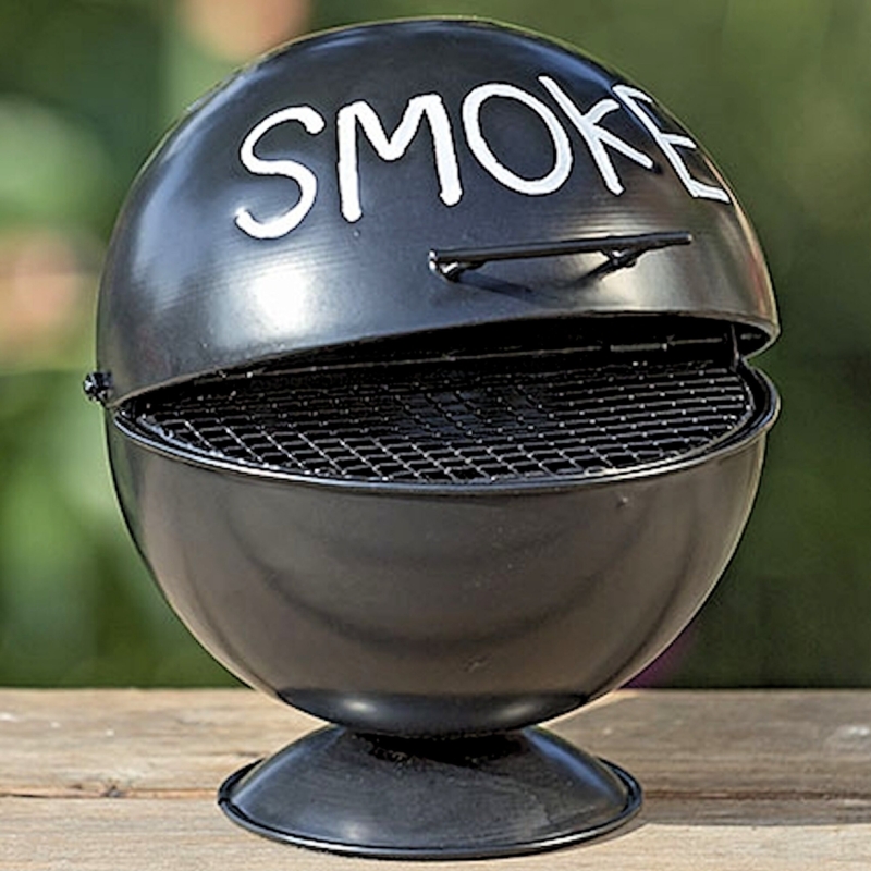 Smoking Urn Spherical Body Hand Lettered Text Matte Black Novelty
