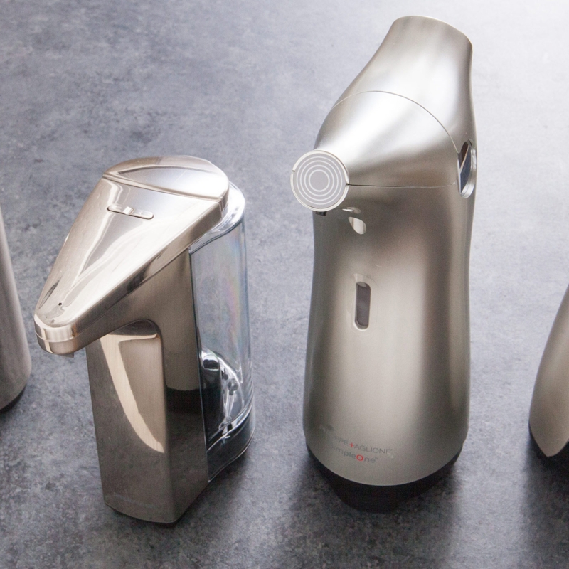 Soap Dispenser, Hands-Free Sensor, Brushed Champagne Finish, Curved