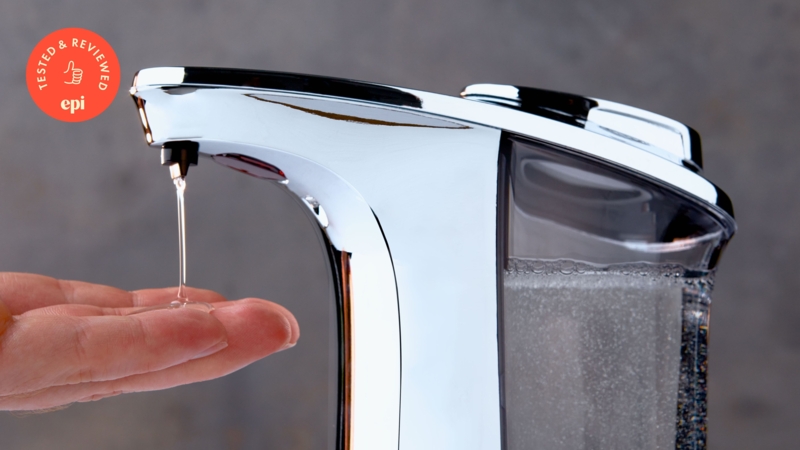 Soap Dispenser, Touchless Sensor, Polished Chrome, Transparent Tank