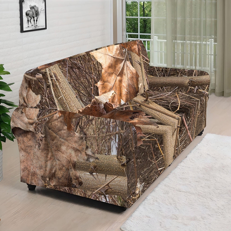 Sofa Cover: Photorealistic Woodland Slipcover with Hunting Camo Print