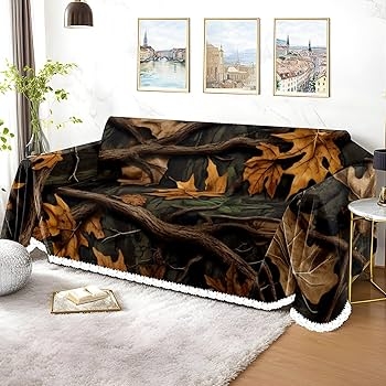Sofa Slipcover: Fringe Edge Couch Protector with Realistic Foliage