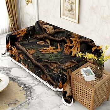 Sofa Slipcover: Leaf Pattern Couch Protector with Scalloped Fringe
