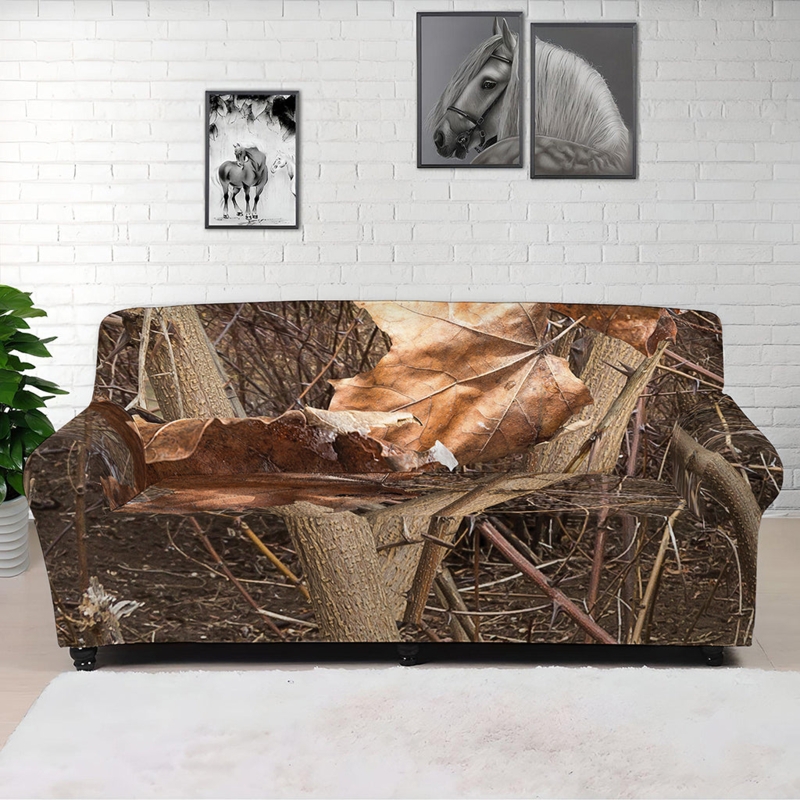 Sofa Slipcover: Nature Themed Furniture Protection with Curved Back