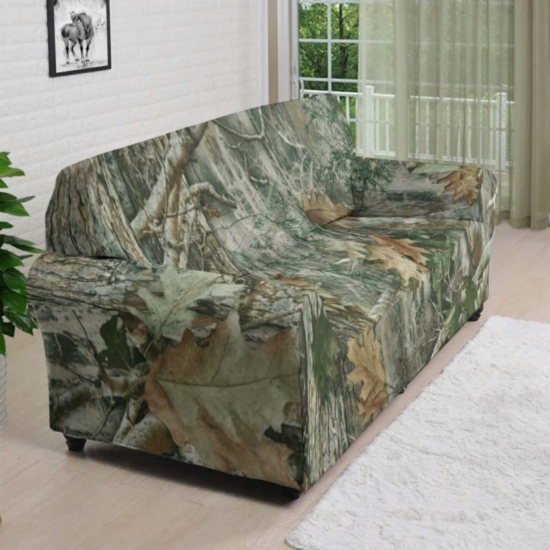Sofa Slipcover: Seamless Wrap with Woodland Camo Print for Lodge Style