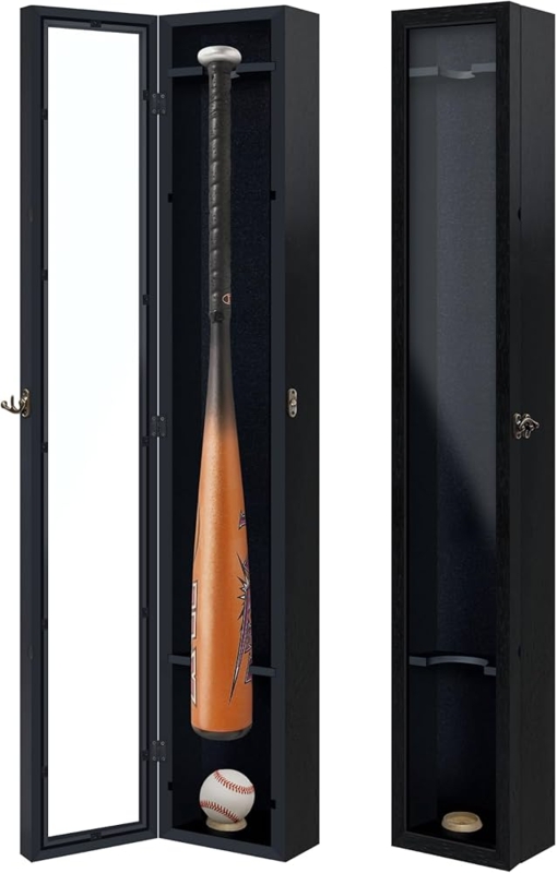 Solid Wood Bat and Ball Showcase with Visible Grain Finish