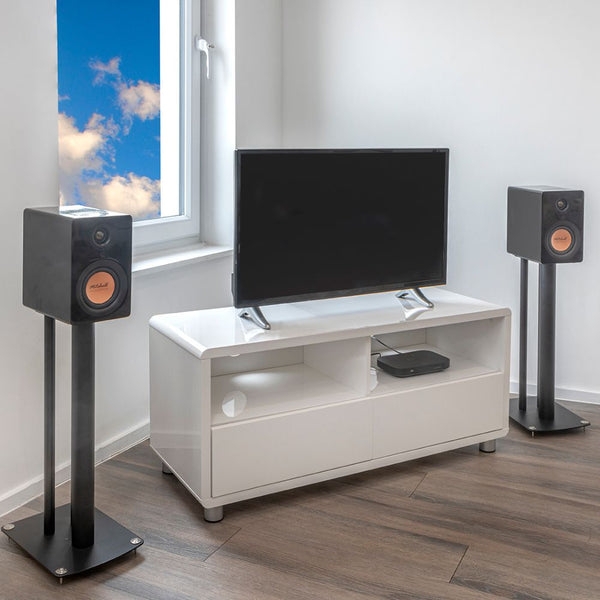 Speaker Stand Dual Column Matte Black Spiked Feet Metal