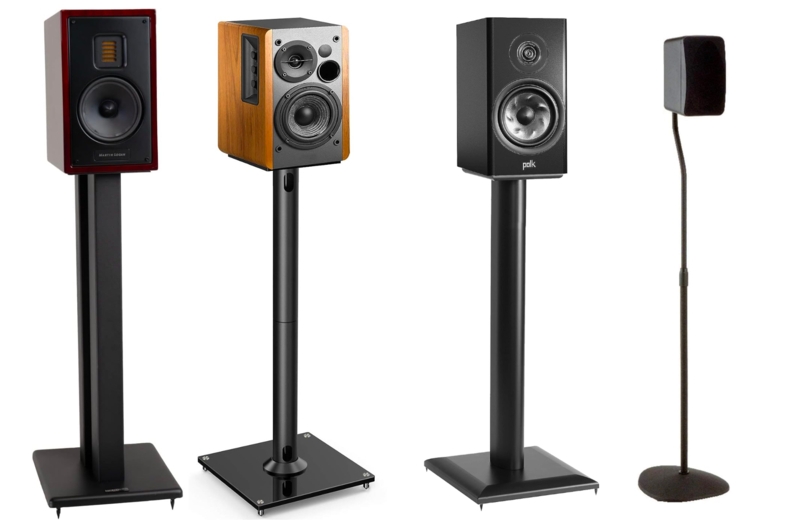 Speaker Stand Integrated Cable Path Spike Feet Matte Black Industrial