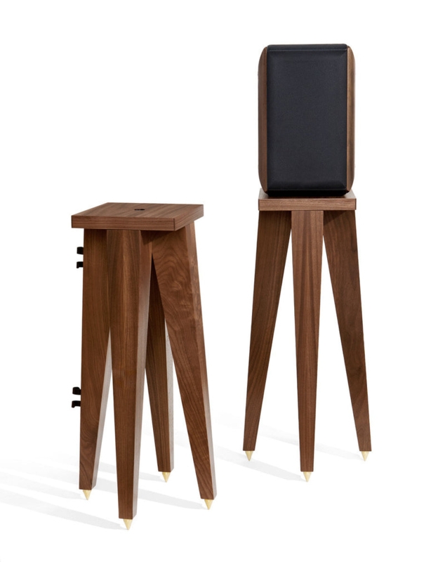Speaker Stand Isolation Spikes Tapered Legs Walnut Brown
