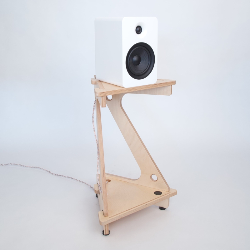 Speaker Stand Layered Plywood Edge Birch Wood Angled Support