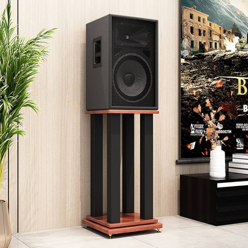 Speaker Stand Quad Column Support Tiered Base Heavy Duty Matte Black