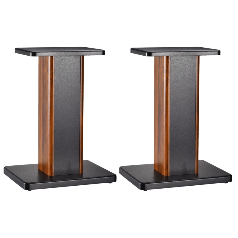 Speaker Stand Rectangular Pillar Dual Tone Walnut Matte Black