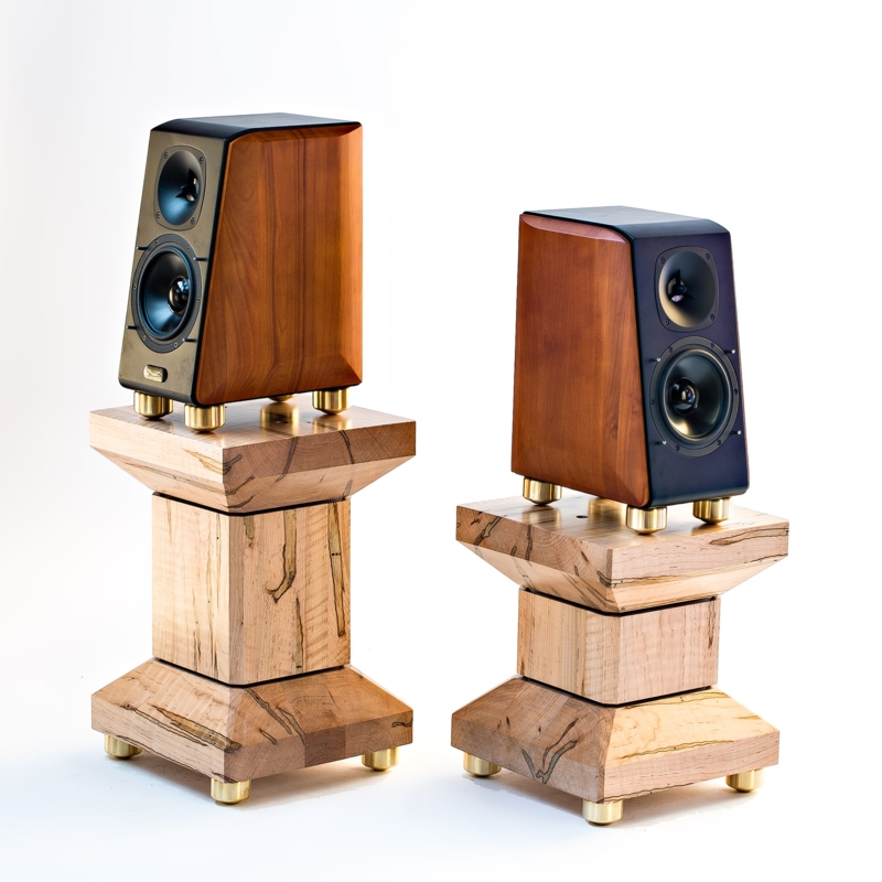 Speaker Stand Spalted Grain Tiered Pedestal Audiophile Speaker Pedestals