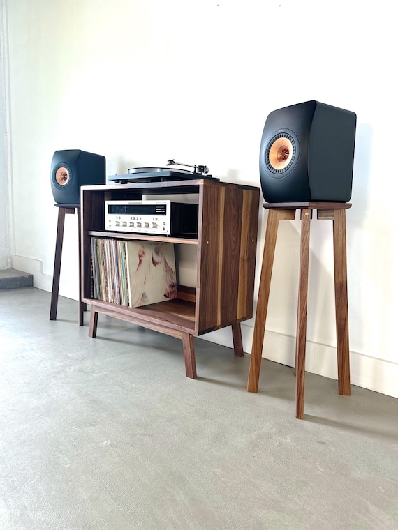 Speaker Stand Tripod Base Walnut Tapered Legs Mid Century