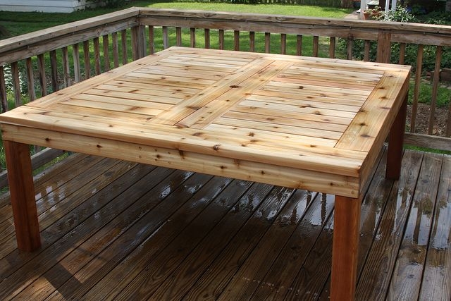 Square Outdoor Table with Framed Border and Central Divider