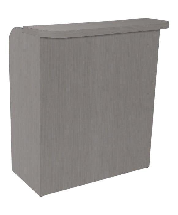 Square Reception Desk with Curved Side Panel, Slate Grey Finish
