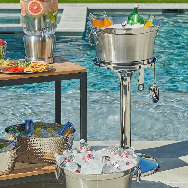 Stainless Steel Beverage Tub Pedestal Stand Integrated Tools