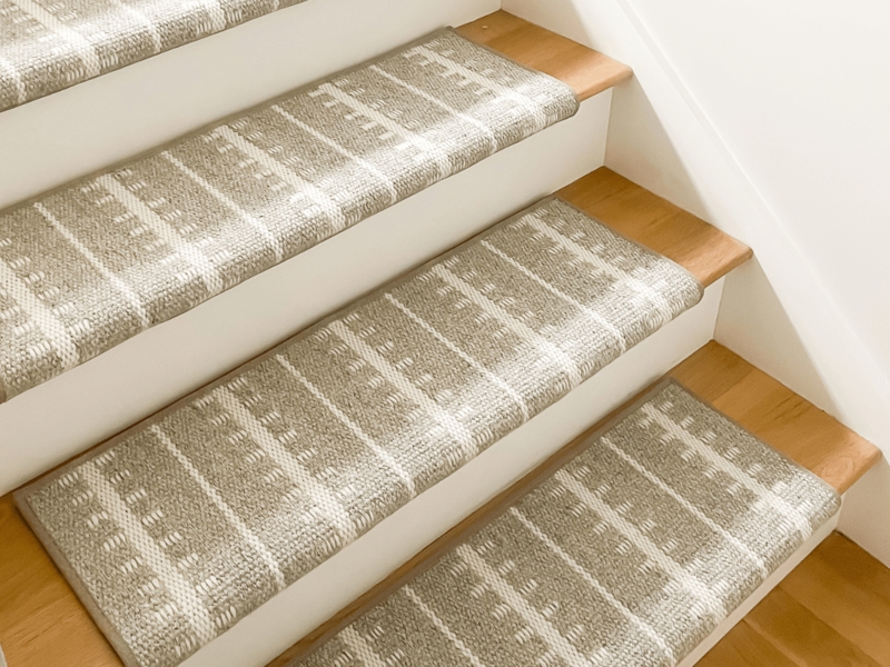 Stair Treads, Woven Texture Warm Beige Individual Non-Slip Pads