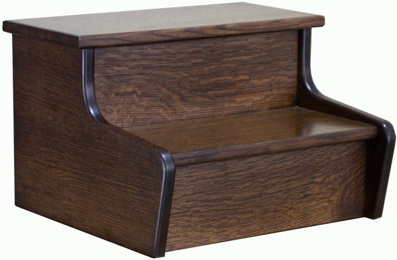 Step Stool showcasing Visible Grain, Dark Brown Curved Profile
