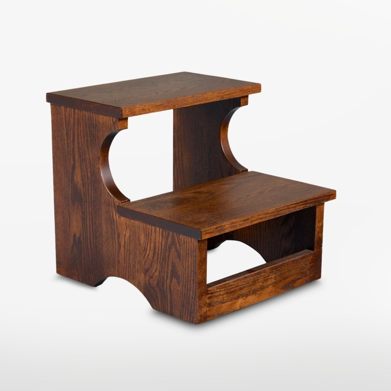 Step Stool with Curved Side Arches, Dark Oak Farmhouse Style