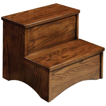 Step Stool with Overhanging Treads, Walnut Mission Style Design